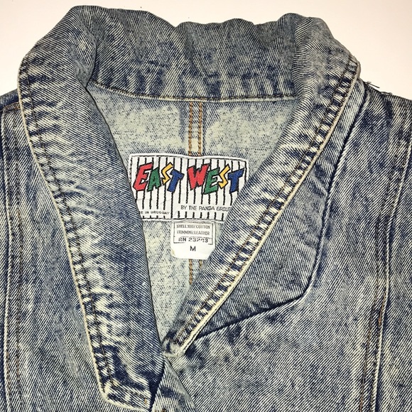 East West Acid Washed Fringed Denim Jacket Vintage Size Medium Distressed - Picture 2 of 14
